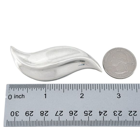 Vintage Mexico Taxco TS-74 Sterling Silver 925 Abstract Leaf Brooch - Picture 6 of 7